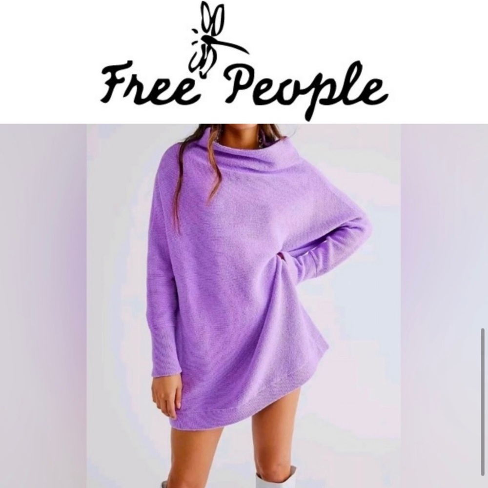 Free People Lavender Cowl Tunic Sweater